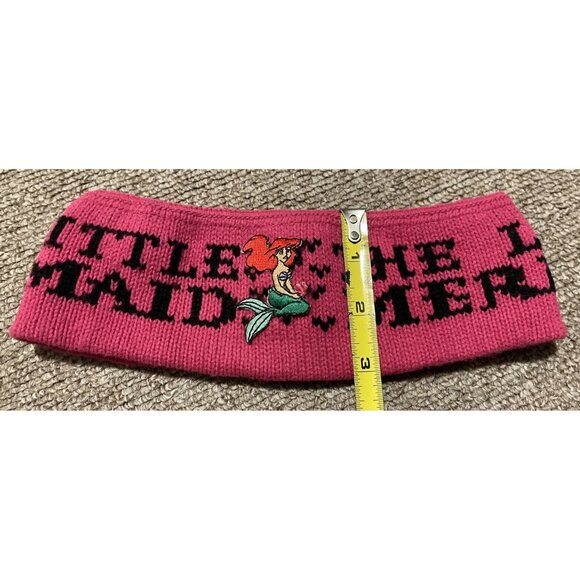 Vintage 90s Disney The Little Mermaid Fleece Ski Winter Headband Stretch Pink